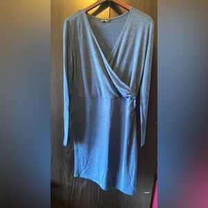 George Blue Long Sleeve Faux Wrap Dress